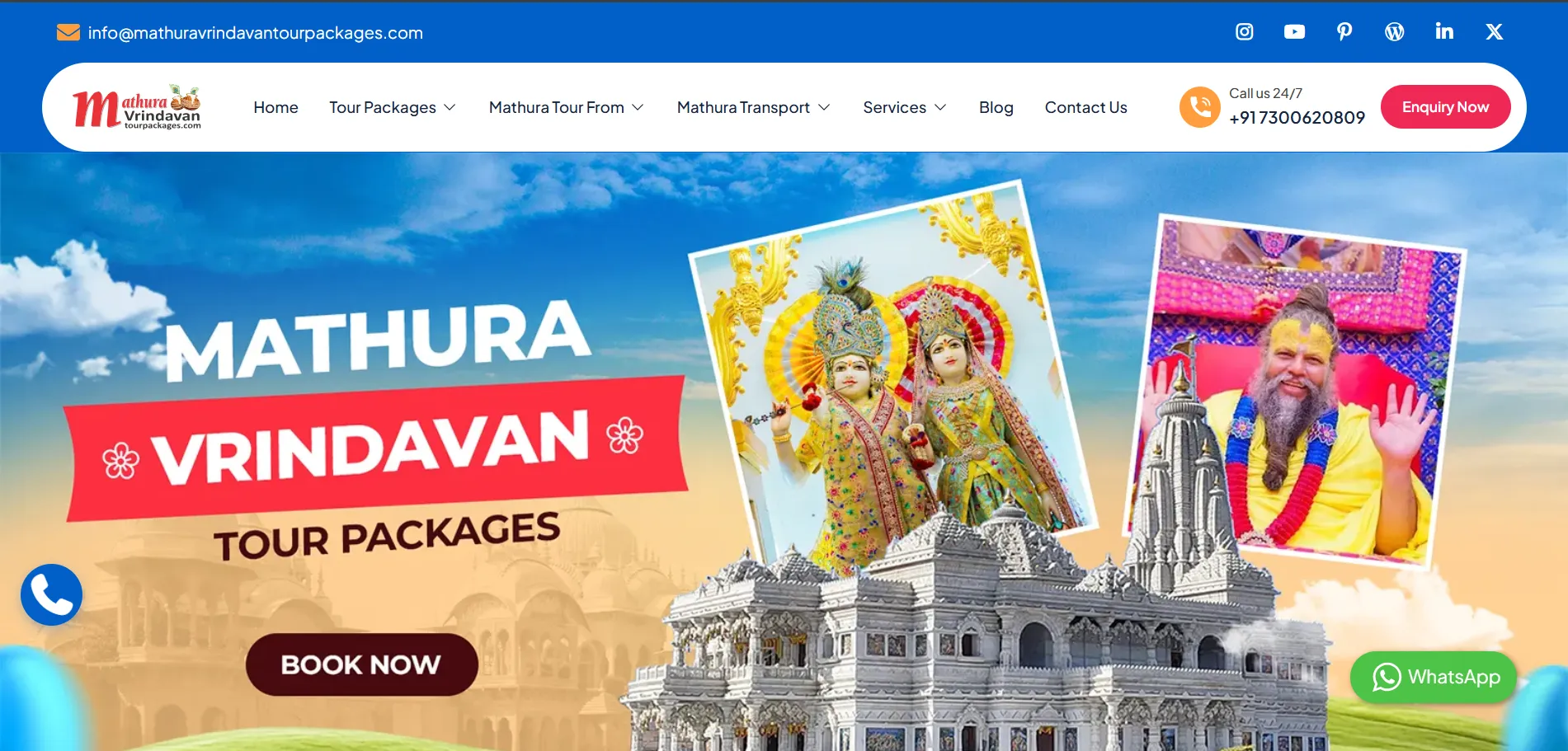 Mathura Vrindavan Tour Packages website homepage