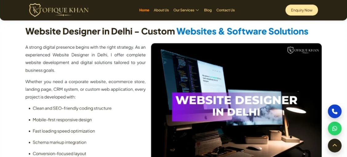 Tofique Khan website homepage