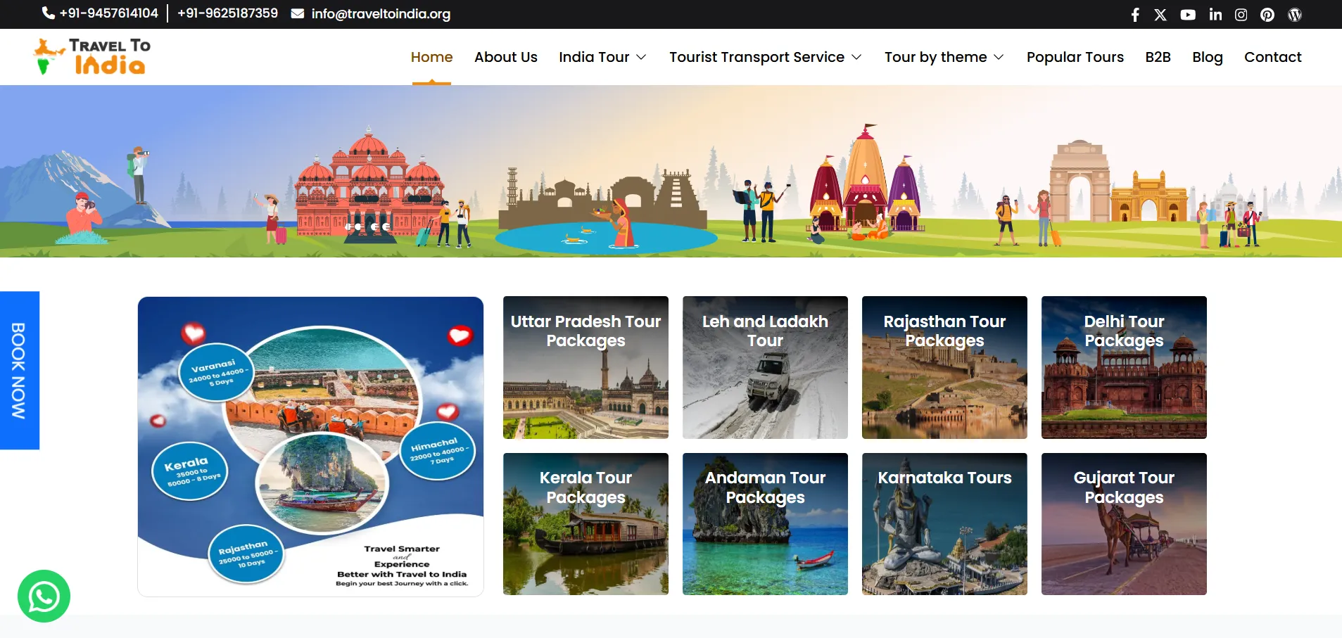 Travel to India website homepage