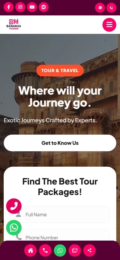 Banaras Tourism website on a mobile phone