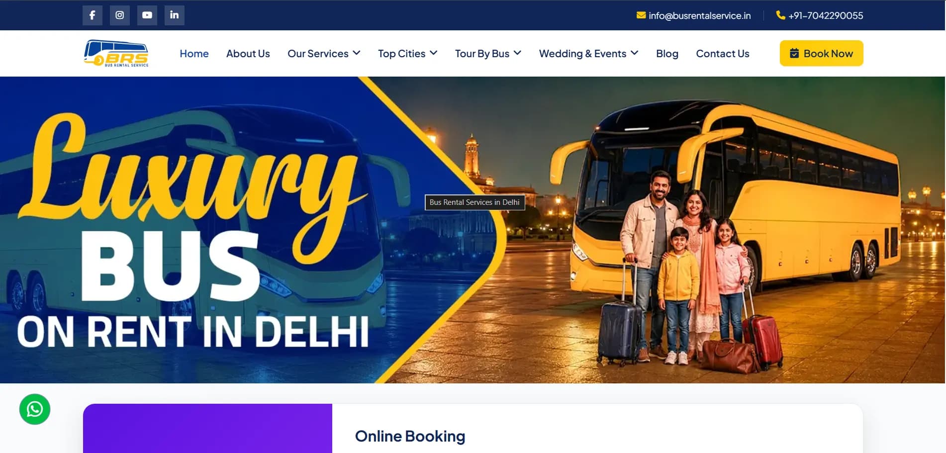 Bus Rental Service website homepage