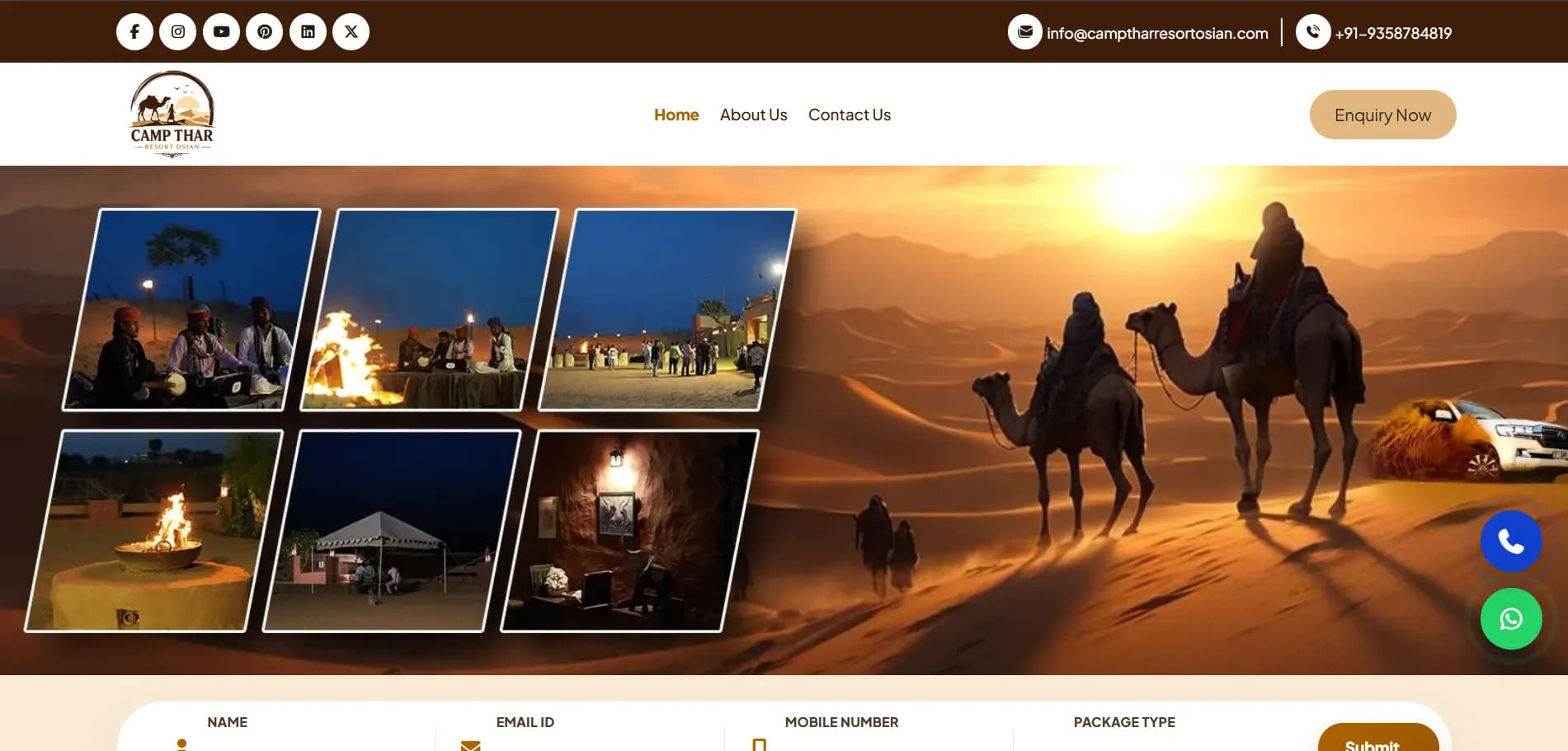 Camp Thar Resort Osian website homepage