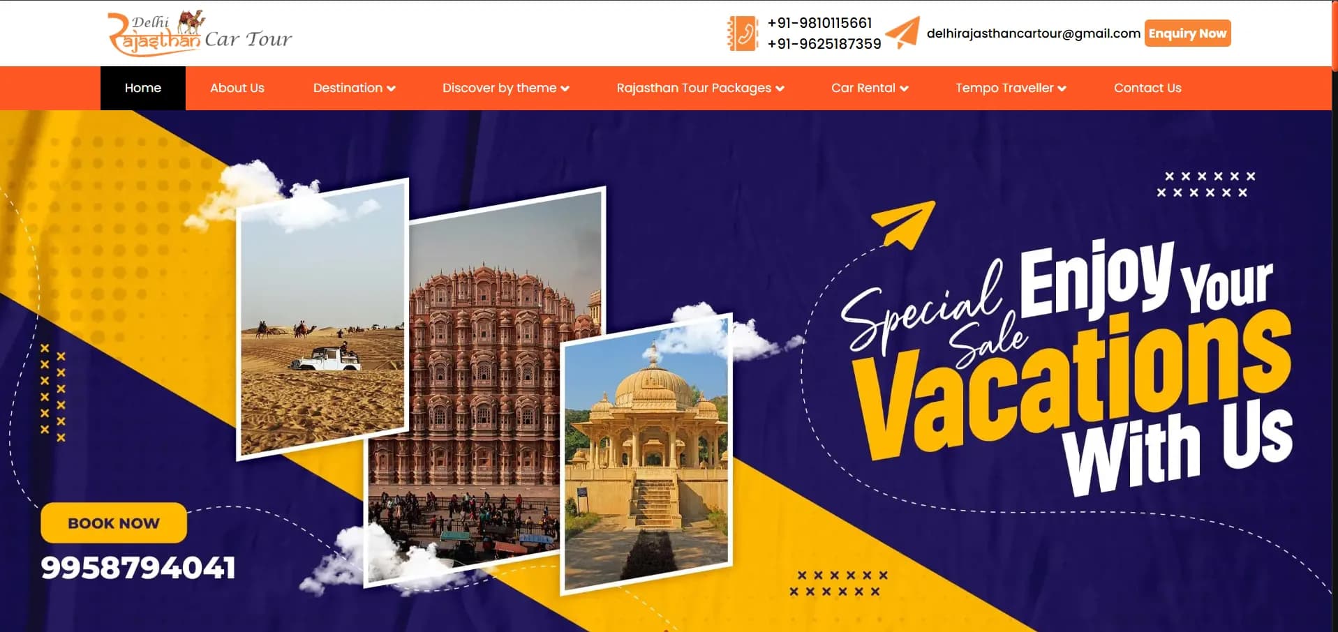 Delhi Rajasthan Car Tour website homepage