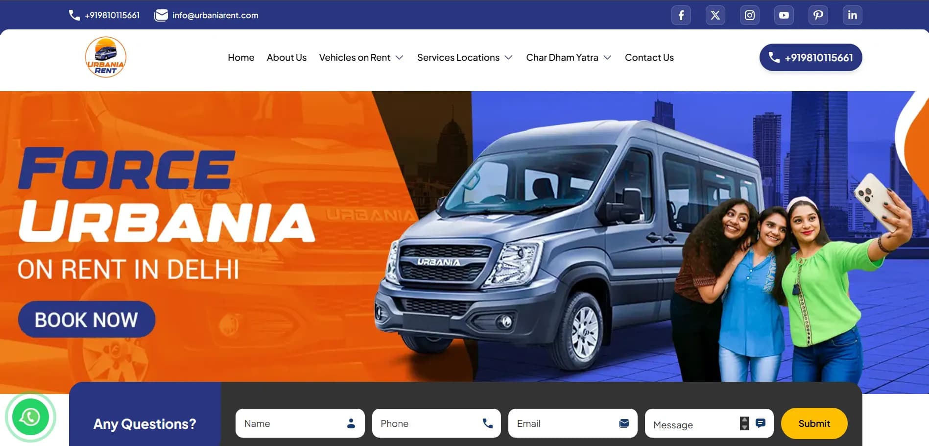 Urbania Rent website homepage